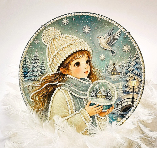 Mädchen mit schneekugel - mit,