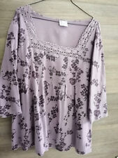 Tunika 44, Baumwolle, mit Spitzenkragen, Lila