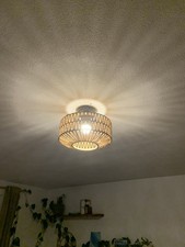 Rattan Deckenlampe, Boho Deckenleuchte für Schlafzimmer Küche Flur