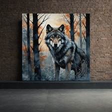 Nordischer Wolf im Nebelwald – Mystisches Tierportrait – Leinwanddruck / Poster