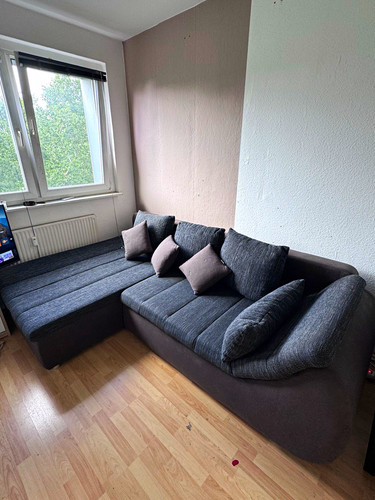 Graues ecksofa schlafsofa mit - ecksofa/schlafsofa,