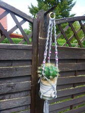 graue Makramee Ampel Ƹ̵̡Ӝ̵̨̄Ʒ Blumenampel Sommer- Sonne Makramee mit Holz Perlen