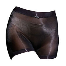 DE Damen Glänzend Transparent Boxer Shorts Briefs Unterwäsche Glatte Nylon Slip