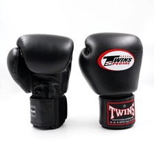TWINS Boxhandschuhe BGVL3 Schwarz Kickboxen Muay Thai Boxen 10 12 14 16 oz Leder