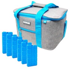 14 L Kühltasche Campingtasche Picknick Tasche Grau 200 ml Kühlakku Kühlelemente