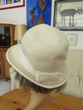 VINTAGE – Damenhut, cremeweiß, Wollfilz, Durchmesser 18 cm (1591-94)