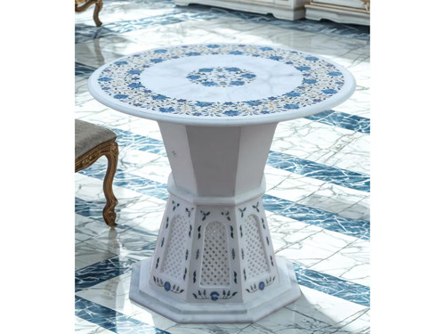 Blau floral marmor intarsien - blau,
