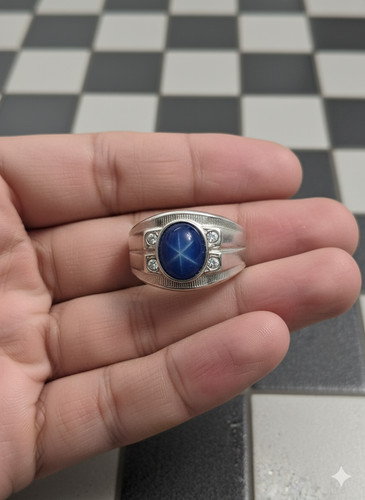 Blauer stern saphir ring - blauer,