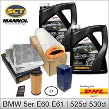 BMW 5er E60 E61 525d & 530d | Inspektionspaket Filterset + 10L MANNOL 5W-30 Öl