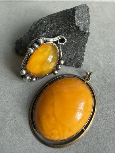Vintage silber bernstein - silber,