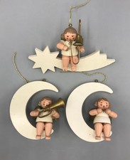 3 Alte Engel Christian Ulbricht Seiffen Erzgebirge Holz Figur Christbaumschmuck
