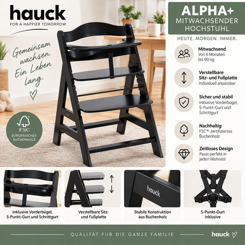 Hauck alpha hochstuhl schwarz - hauck,