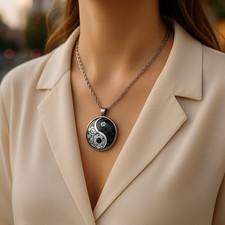 Yin Yang Halskette silber Glas