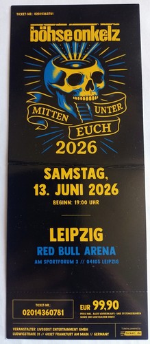 Böhse onkelz hardcover ticket - onkelz,