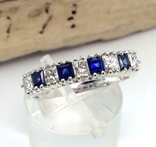 Ring 750/18K Weißgold  Saphir + Diamant 0,75 ct Princess-Cut  Gr. 56 #2913