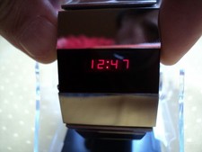 NOVUS MIRROR DOT MATRIX vintage LED watch DUAL Timezone Stainless Steel