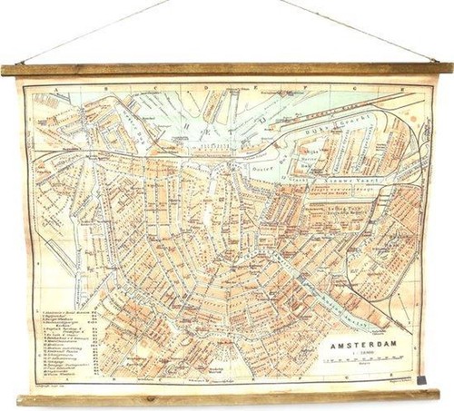 Leinen wandkarte amsterdam - leinen,