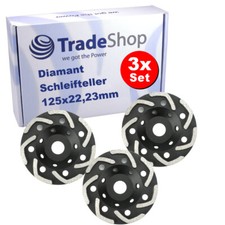 3x Profi Diamant Schleifteller V Ø125mm 22,2mm für Festool Flex Würth Schleifer
