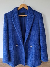 Mango Blazer Baumwolle Royal Blue Königsblau