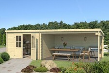 Gartenhaus Blockhaus Anbau Freisitz Holzhaus ST. LOUIS  28 mm 701x312 cm Lasita