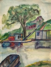 Aqaurell Expressiv Schwimmkran