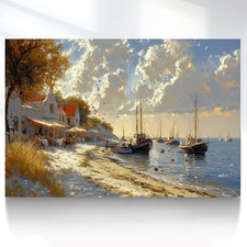Leinwand Bild Strand Meer Boot