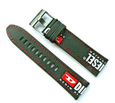DIESEL Original Ersatzband Textil Silikon DZT2022 Uhrband Schwarz Rot Weiß 24 mm
