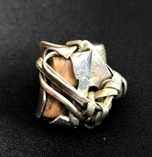 ausgefallener großer Löffel Ring  Edelstein Silver Plated Embassy Gr.57  UNIKAT