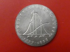 DDR, 20 Mark, Carl Friedrich Gauss, 1977, Silber, original