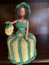 Toilettenpapierhalter: 2 x Vintage Häkel-Puppen, echte Handarbeit 70er Jahre