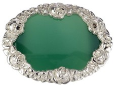 Jugendstil 800 Silber Brosche Martin Mayer Mainz Grüner Chalzedon!