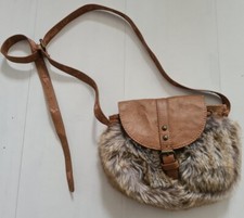 3x Mädchen Handtasche Tasche Bag Shopper Zara Primark Braun Fell Strass Rosè Rot