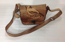 kleine echt Leder Umhängetasche Vintage Handarbeit punziert 70iger Retro Style