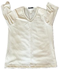 Damen Bluse von QVC Mark Citiknits Größe S Farbe Beige kurzarm