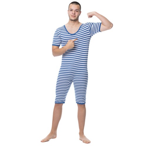 Retro badeanzug blau - blau, weiss