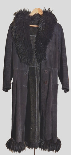 Ledermantel mit pelzbesatz - ledermantel,