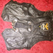 Echtleder Biker Weste Schwarz