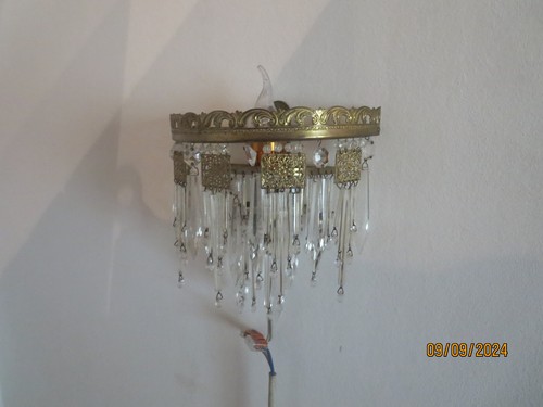 Wandlampe antik messing glas - messing,