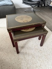 Maison Jansen 3er Set Campaign Style Couchtisch 1970er Vintage