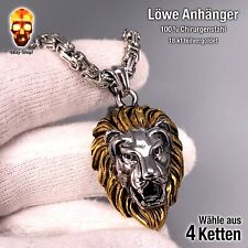 Löwe Anhänger 18 kt vergoldet - Halskette Edelstahl Löwenkopf Herren Hip Hop 11