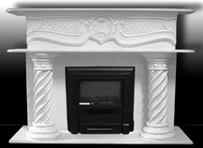 KAMINUMRANDUNG mit ELEKTRO EINSATZ STUCK GIPS Deko KAMIN VERKLEIDUNG KONSOLE