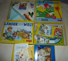 Spiele-Paket, 3x HABA Spiele-ab 8 Jahre, 3x4=Klatsch,Länder der Welt, Schatzjagd