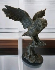 Bronze Eule Skulptur Uhu Figur