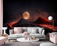 3D Vulkan Mond Nacht