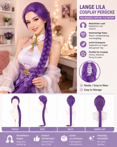 Rumi cosplay perücke lila - cosplay,