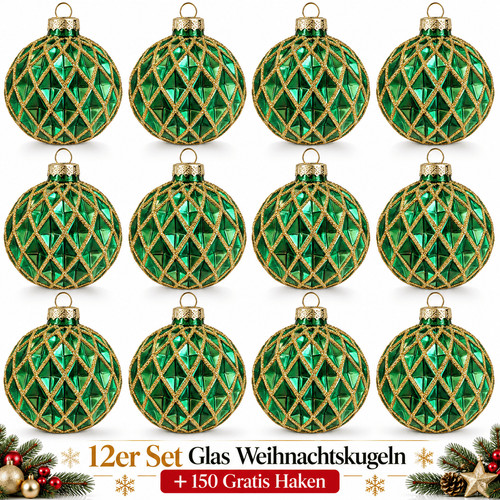 Weihnachtskugeln glas 12er set - 12er,