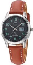 ETT Damenarmbanduhr ELS-11588-22L Solar Funkuhr Datum Lederarmband 34mm