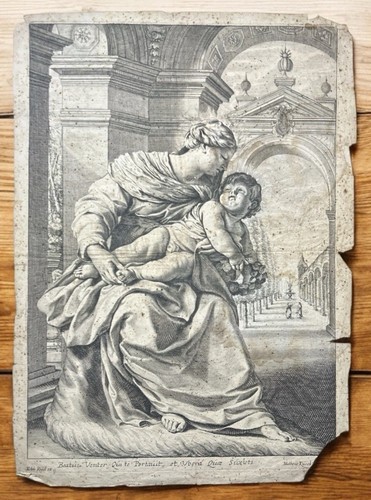 Antik lithographie madonna - lithographie,