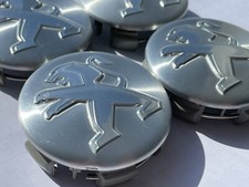 4x Original Peugeot Rad Naben Kappen Felgen Deckel Abdeckung Radzier Cap Silber