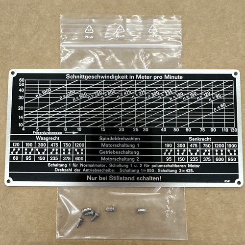 Schild für drehzahl deckel - schild,